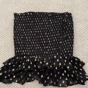 Re:named black and gold mini skirt with ruffle detail. Size S